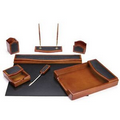 7 Piece Oak Wood & Black Eco-Friendly Desk Set
